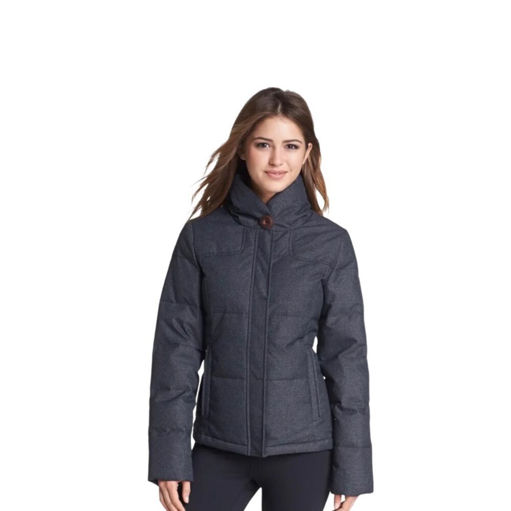 Prana Puffer Jacket‎ charcoal grey insulated water resistant XS high collar